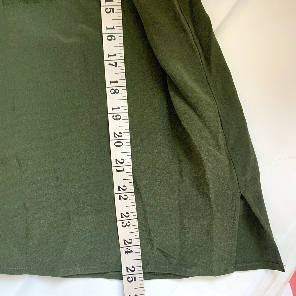 FRAME Silk Short Sleeve Flap Pocket Button Up Shirt Blouse Military Green LG - Picture 14 of 16